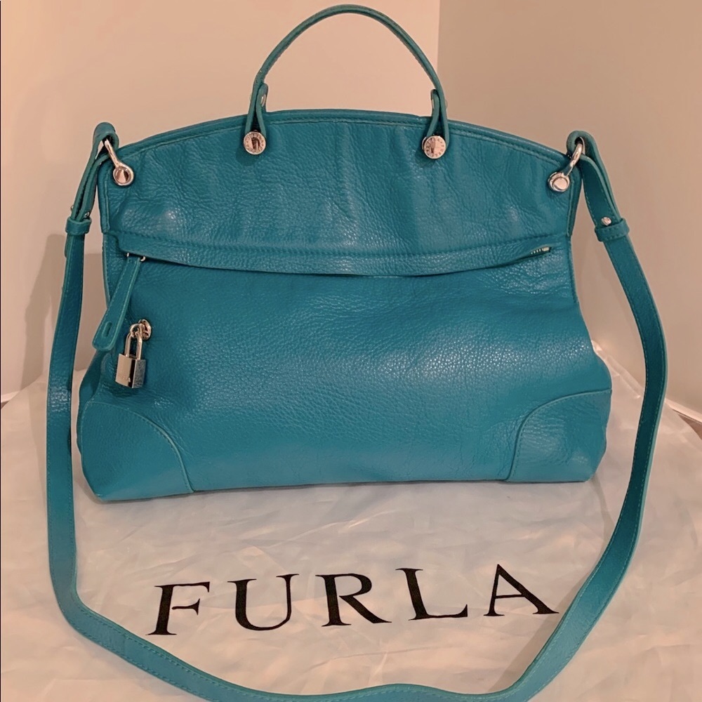 Furla Piper Top-Handle & Crossbody Bag Satchel In Teal Leather